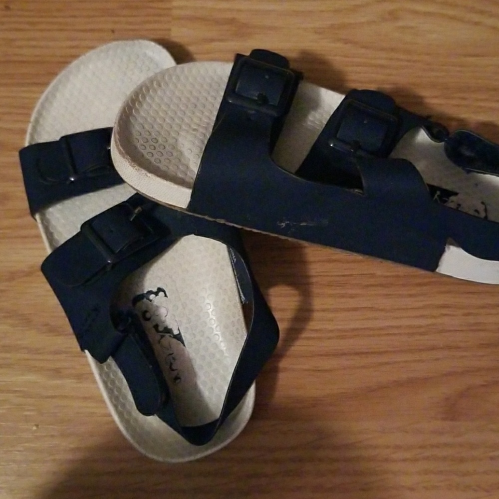 Birkenstock style navy blue shoes